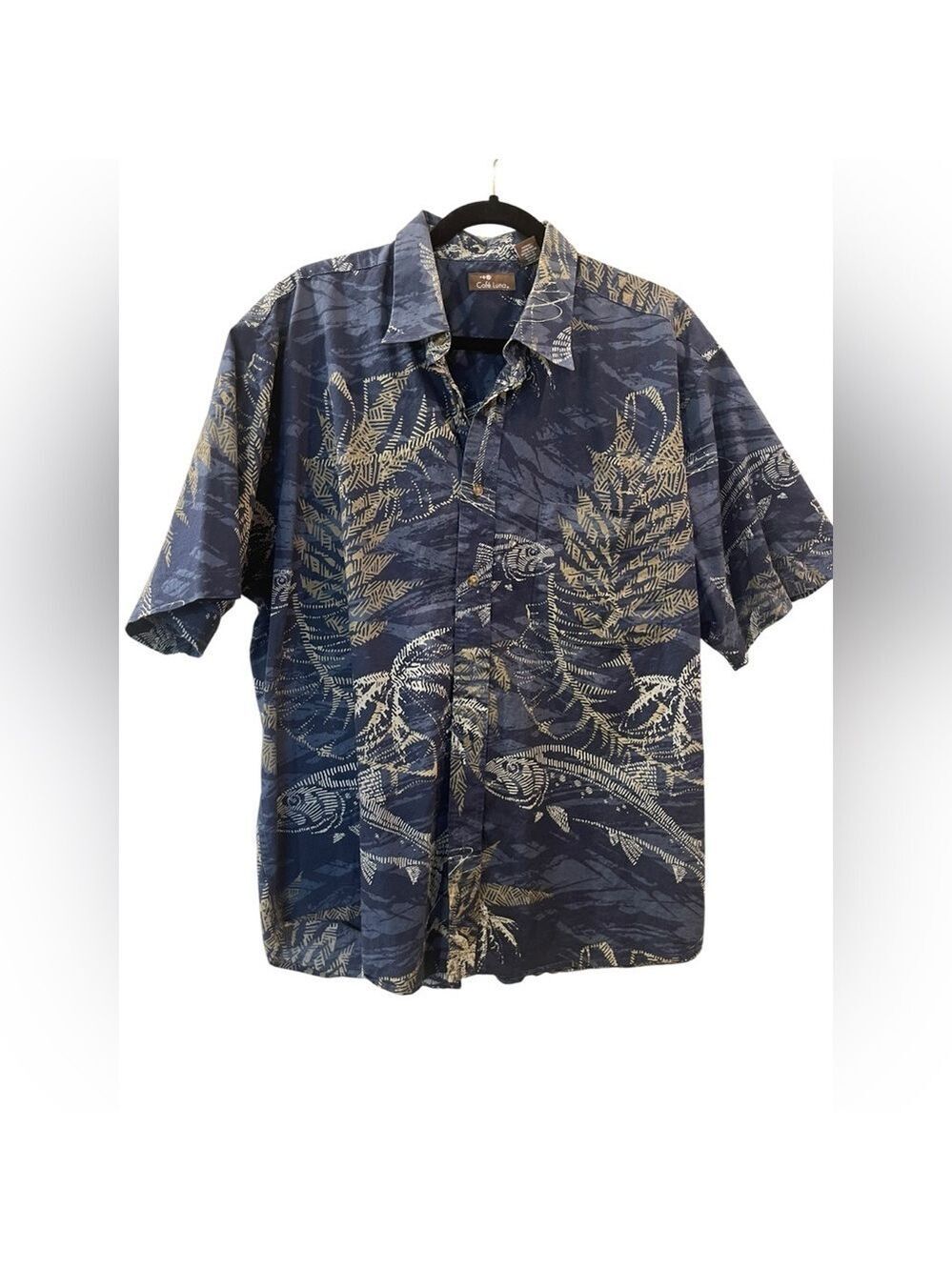 Cafe Luna Mens Hawaiian Shirt Button Up Short Sleeve Multicolored Size: XL 46/48